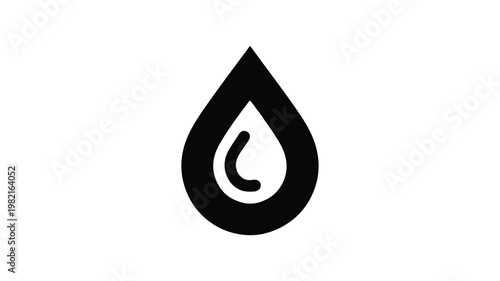 A minimalist logo design of a stylized teardrop shape featuring a curved line inside