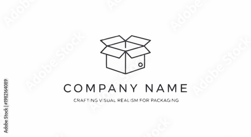 Minimalist open cardboard box logo design for packaging and delivery services.
