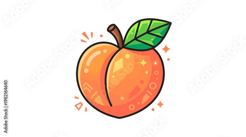 Vibrant Orange Peach Fruit Illustration.