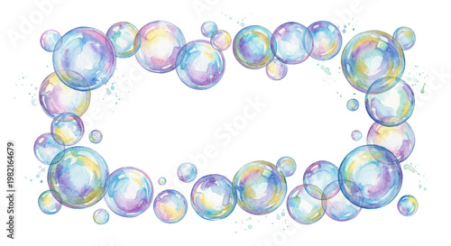 Colorful Watercolor Bubbles with Sparkling Highlights on a Transparent Background, isolated on transparent background