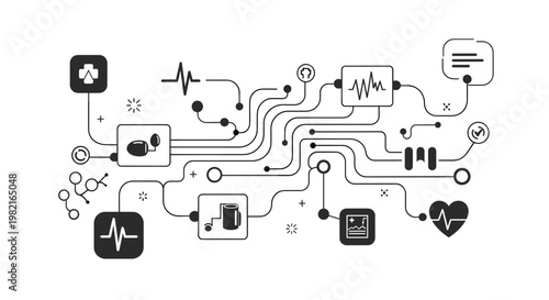 Minimalist diagram evoking interconnectedness and strategic planning. Perfect for illustrating growth, collaboration, and innovative solutions in busi
