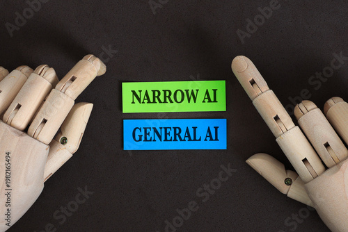 Artificial Intelligence concept with wooden mannequin hand