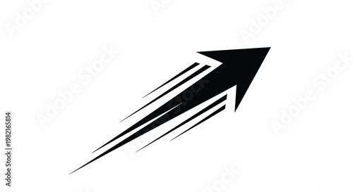Canvas Print A sleek black arrow pointing upwards with dynamic speed lines