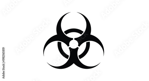 Black biohazard symbol centered on a plain white background