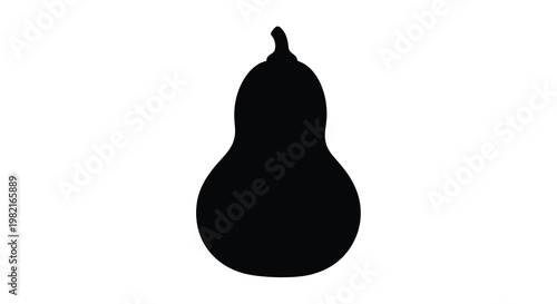 Simple black silhouette of a pear against a white background