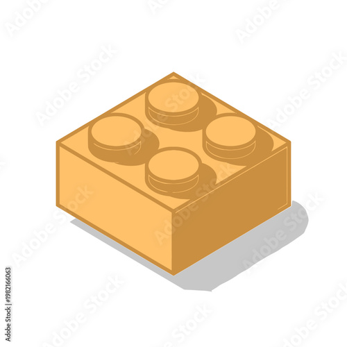Brown plastic building block with round studs on top