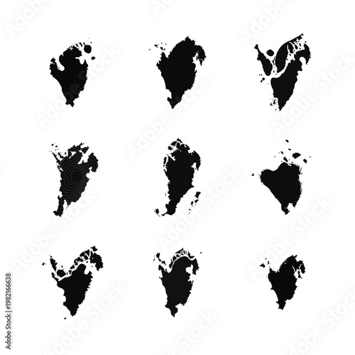 Greenland Map Silhouette Collection Set