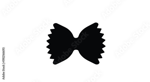 A simple black silhouette of a farfalle pasta bow tie shape