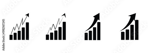 Graph profit growing   up icon with arrow.  Business chart with arrow, Growths chart, Profit growing, Growth success. Vector illustration.