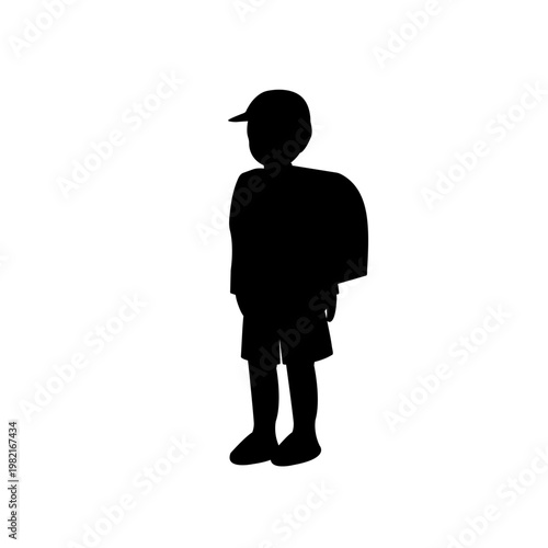ランドセルを背負った小学生のシルエットイラスト　小学一年生　入学式