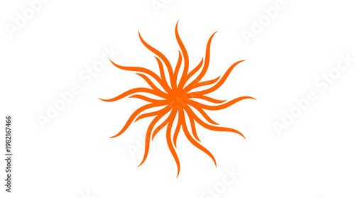 Vibrant orange sunburst design element.