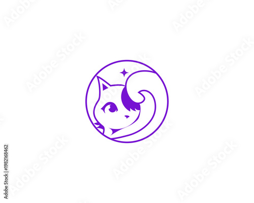 cute cat icon. cat line art design