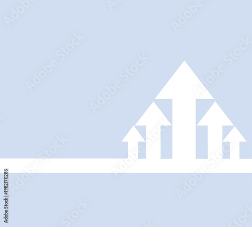 Minimal business growth infographic with rising arrows and chart on light background