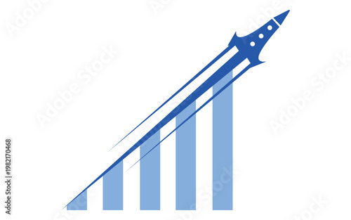 Upward arrow bar chart business growth financial success concept modern vector graphic