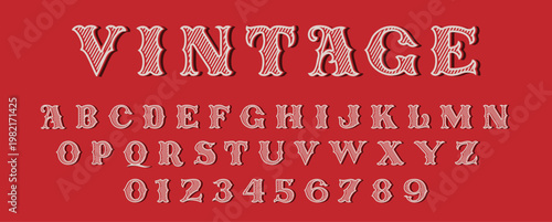 Vintage Retro Alphabet Font Set – Classic Western Serif Letters Numbers Vector Typography Collection