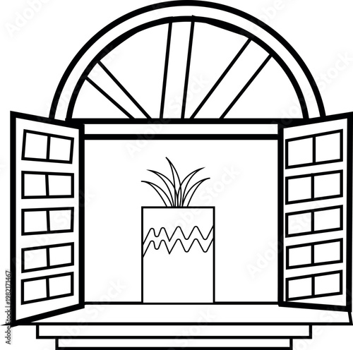 black and white illustration of a building facade