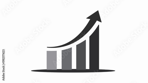  Bar chart with graph bar chart, black icon representing business growth with a bar chart and an upward trending  arrow
