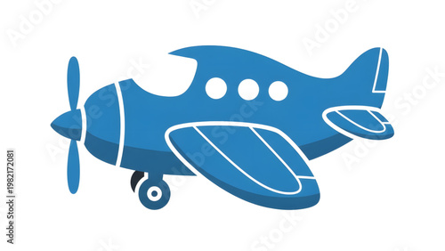 Blue airplane icon with propeller and white lines