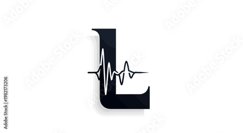 Letter L Logo with Sound Wave and Pulse Line - Modern Abstract Design