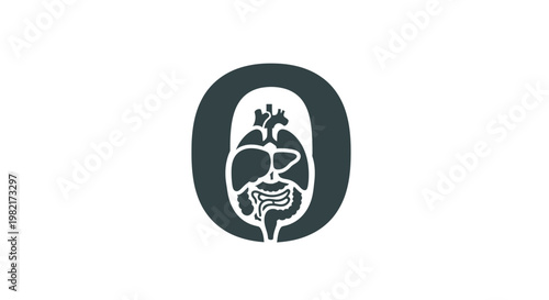 Human Anatomy Organ System Icon - Internal Body Parts Silhouette