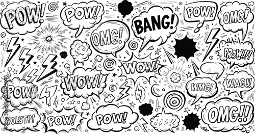 Quadro em tela Dynamic comic book style illustration a burst of onomatopoeia and energetic visu