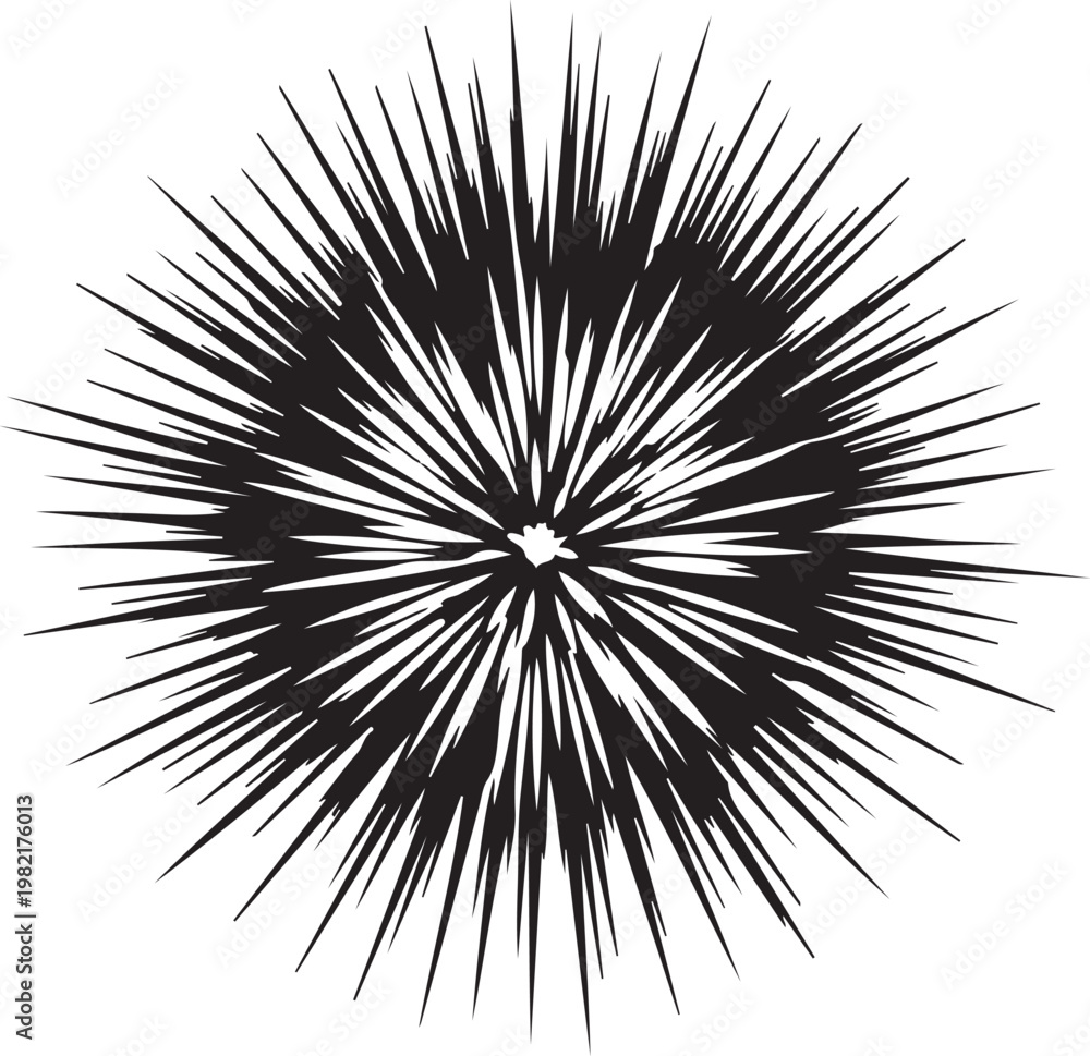 Naklejka premium Black and white abstract explosion graphic design element
