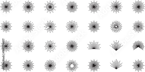 Abstract black and white pattern a collection of random spiky ink like brushstroke designs