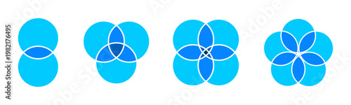 Venn diagram circles. Visual representation of relationships between sets, using overlapping circles to highlight similarities and differences