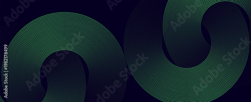 green geometric abstract background overlapping layers on bright space with line effect decoration. Circle style concept modern graphic design element for banner, flyer, card. vector