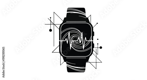 Smartwatch with a heartbeat monitor display illustrates digital health and modern wellness technology.