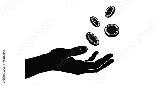 Hand catching falling gold coins represents financial gain and economic wealth management strategy.