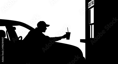 Drive Thru Fast Food USA Silhouette.