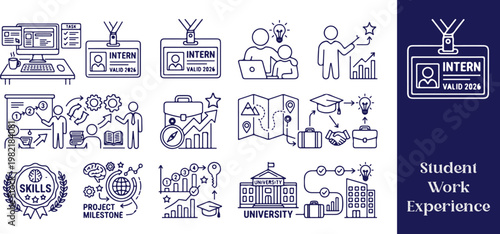  Graduation Internship Line Icons – Student Work Experience