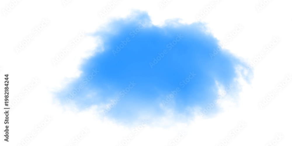 Naklejka premium Vibrant blue smoke cloud isolated on black background provides a creative texture overlay for artistic graphic designers