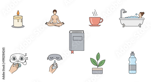 Relaxation scene with a person meditating and taking a bath at home