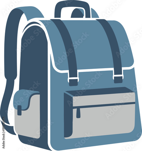 Casual travel backpack vector, soft fabric bag illustration isolated
