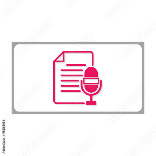 Podcast Script Icon Featuring A Document Page Combined With A Microphone For Audio Content Creation