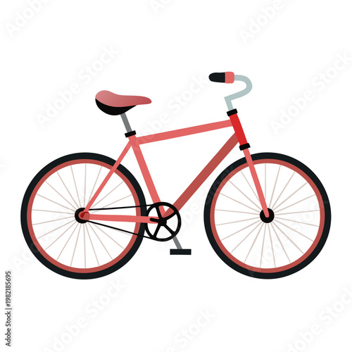 Red bicycle with pink accents in a clean, flat design for transportation and lifestyle graphics.