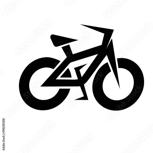 Bicycle silhouette minimalist geometric design in black and white on a clean background for transportation or sport branding.