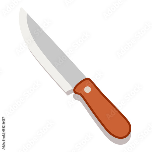 Kitchen Knife with Sharp Blade in Flat Vector Style for Cooking Tools