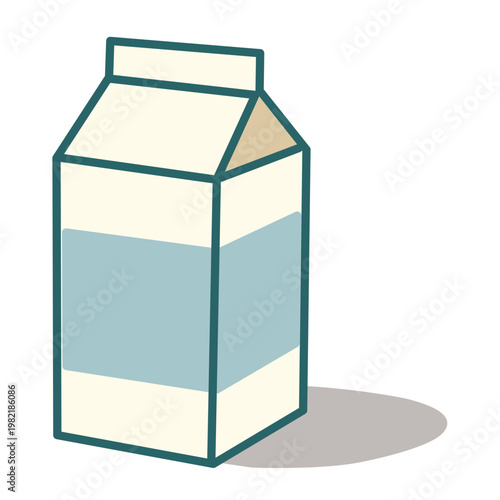 Milk Carton with Minimal Design in Flat Vector Style for Dairy Packaging
