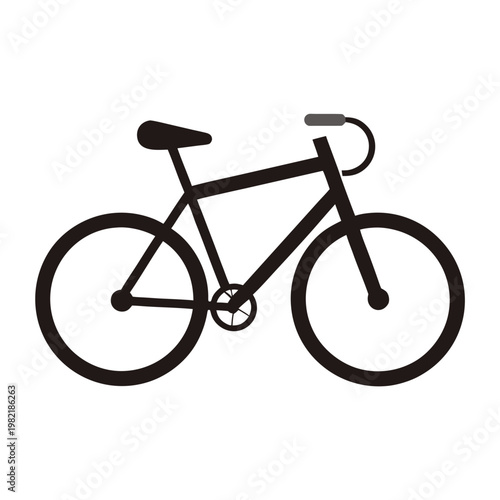 Bicycle minimalist silhouette on white background for transportation and lifestyle graphics