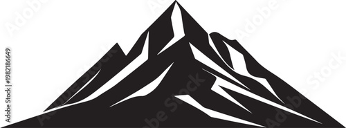 Minimalist black and white mountain peak vector illustration