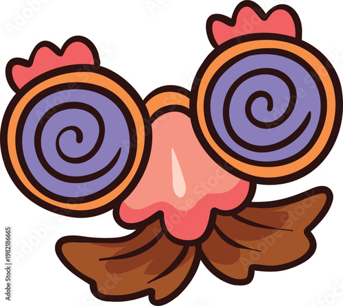 Funny mask with nose and mustache cartoon disguise illustration