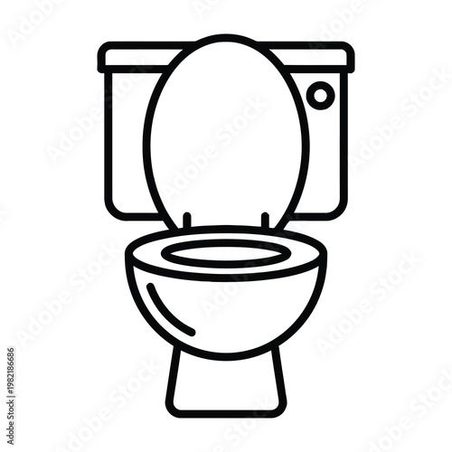 Toilet bowl icon simple outline style for bathroom interior design and public restroom signage