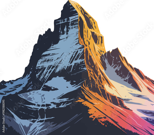 Stylized artistic illustration of the matterhorn mountain peak