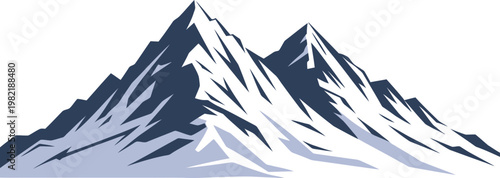 Stylized mountain peak illustration with snowcapped summits