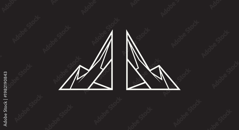 Φωτογραφία Abstract Geometric Mountain Peaks Symmetrical Design, black background