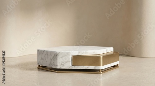 Elegant Marble Tabletop with Stylish Gold Accents for Modern Interior Decoration
