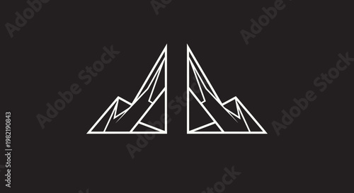 Photos Abstract Geometric Mountain Peaks Symmetrical Design, black background